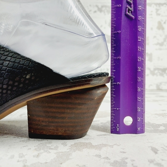 Franco Sarto Sonia Pointed Toe Leather Snakeskin Embossed Block Heel Mules A229 - Picture 9 of 13